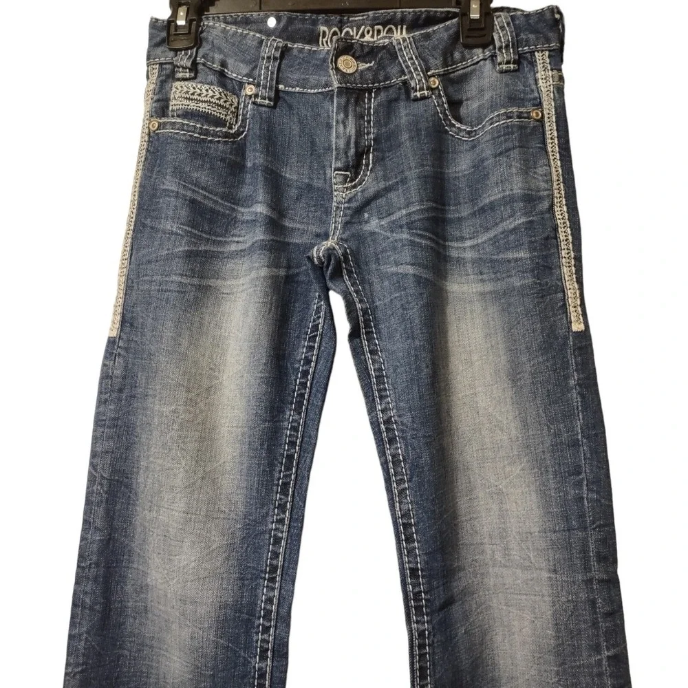 Bootcut Jeans Rock and‎ Roll Cowgirl 27x32 Western Y2K Cowgirl WD-5611 Denim Low